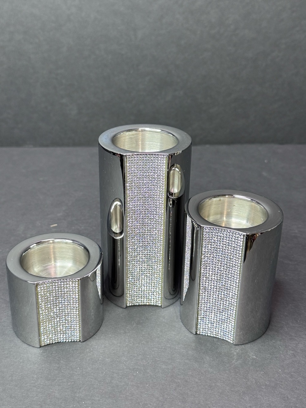 Authentic Swarovski Ambiray Crystal Candle Holders Set of 3 Retired Rare